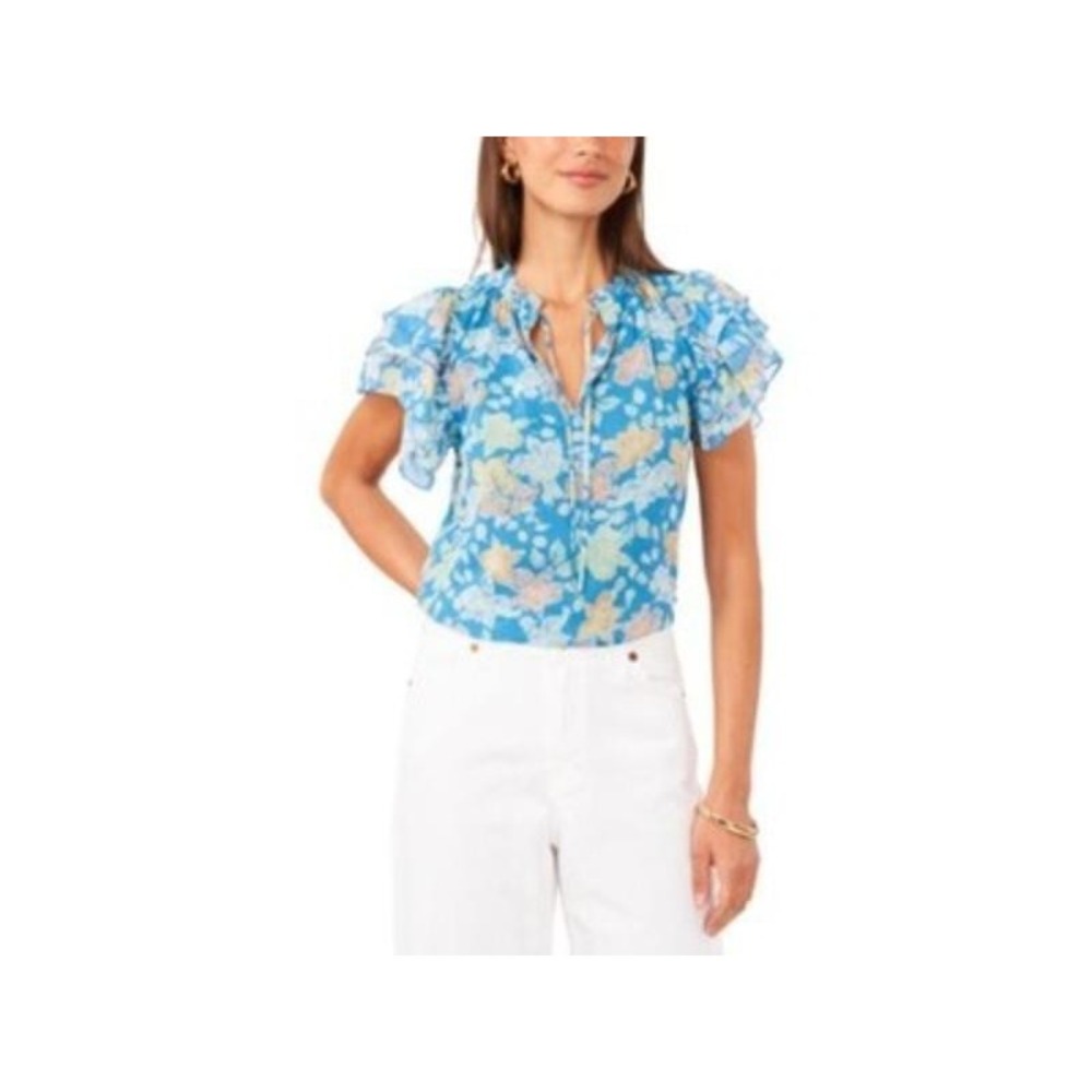 1.STATE Womens Eyelet Flutter-Sleeve Naples Top (XS)